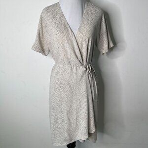 BABATON Women's Cream Tan Wrap V-Neck Short Sleeve Midi Dress Size XS